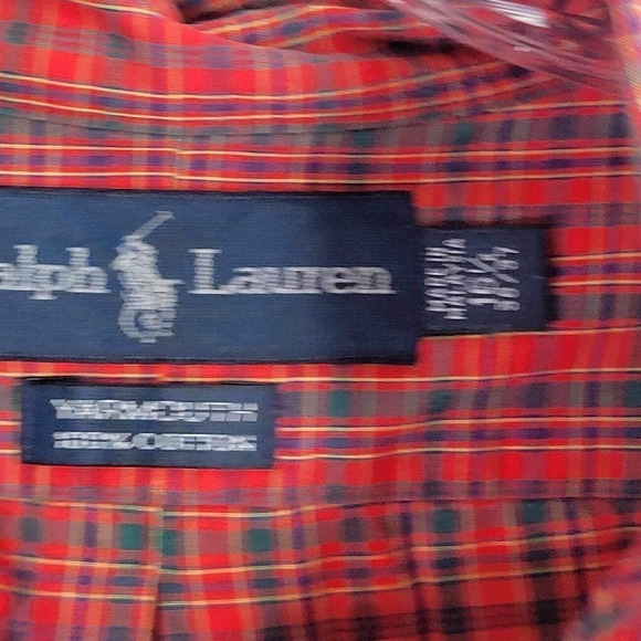 Polo Ralph Lauren Oxford Shirt Men's 16.5 XL Red Plaid LS Button Down Yarmouth - Picture 4 of 9
